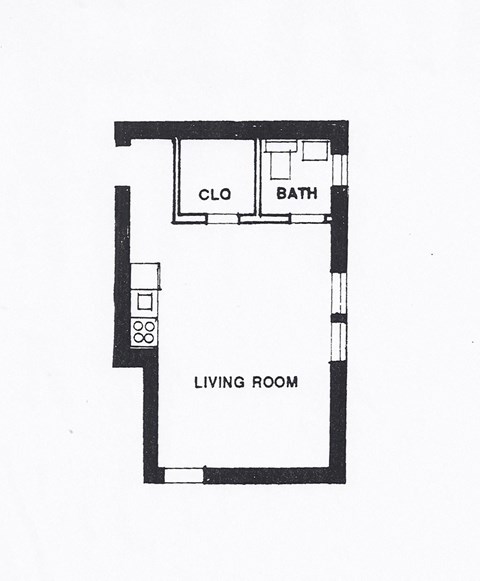 Floor plan for studio, 1 bath, 346 sqft